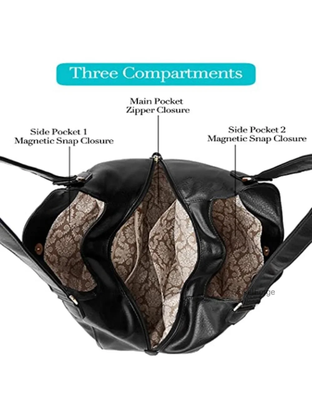Vegan Leather Hobo Shoulder Bag Multi-Pocket Tote for Women